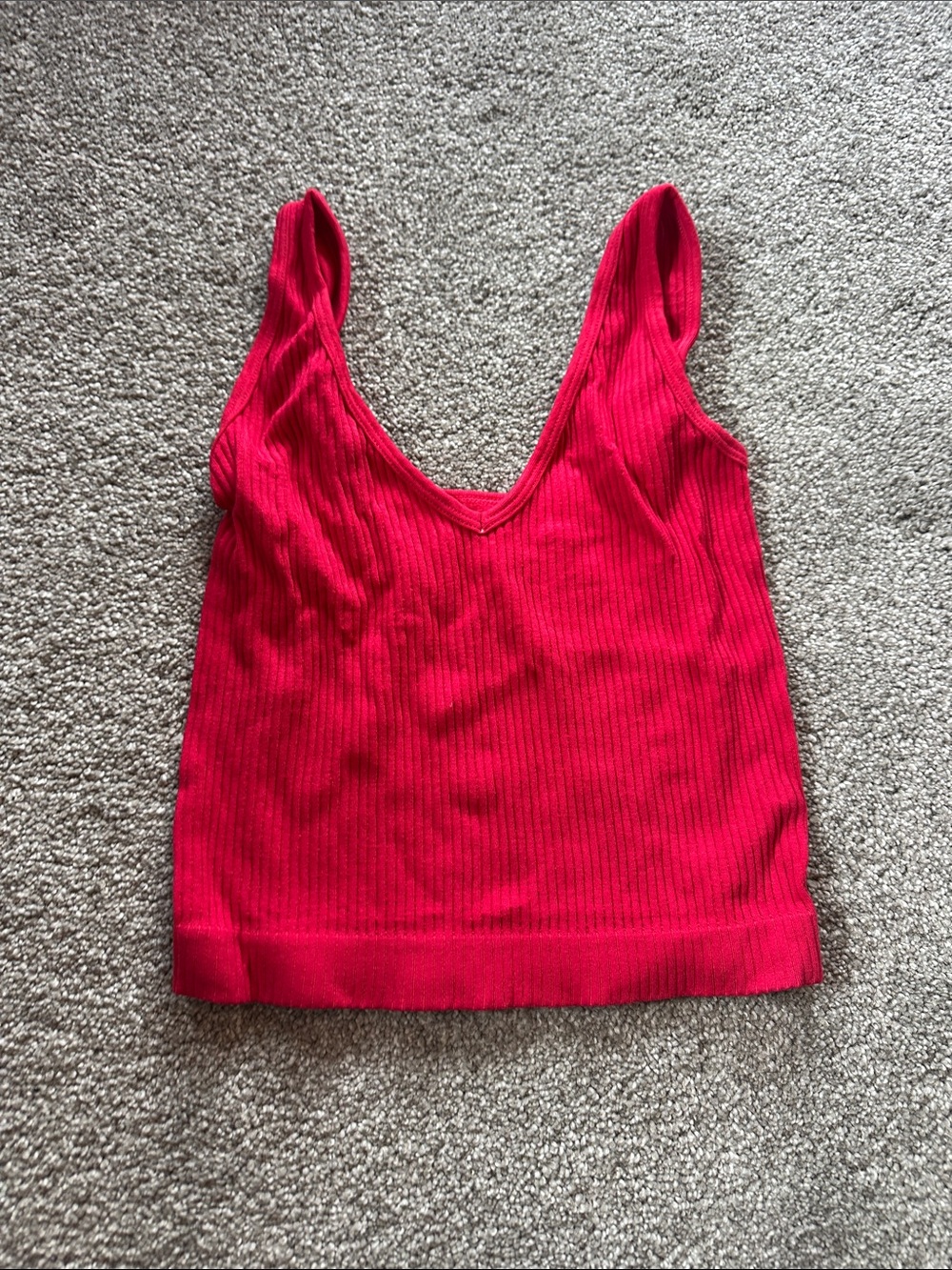Free People Ribbed V-Neck Tank Top - Bright Fuchsia XS